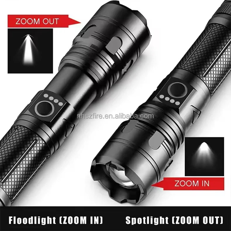 P50 LED Flashlight – 3000mAh Rechargeable + Power Bank