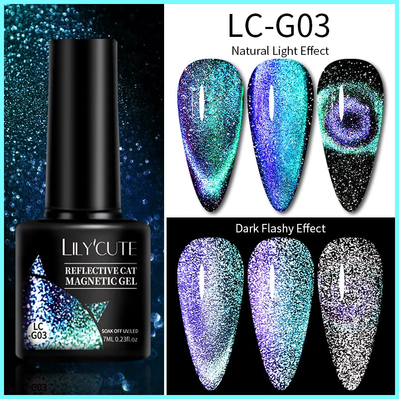 Magnetic Glitter Gel Nail Polish – UV/LED Cat Eye Effect
