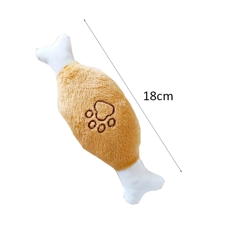 Squeaky Plush Dog Toy – French Bulldog Chew Drumstick