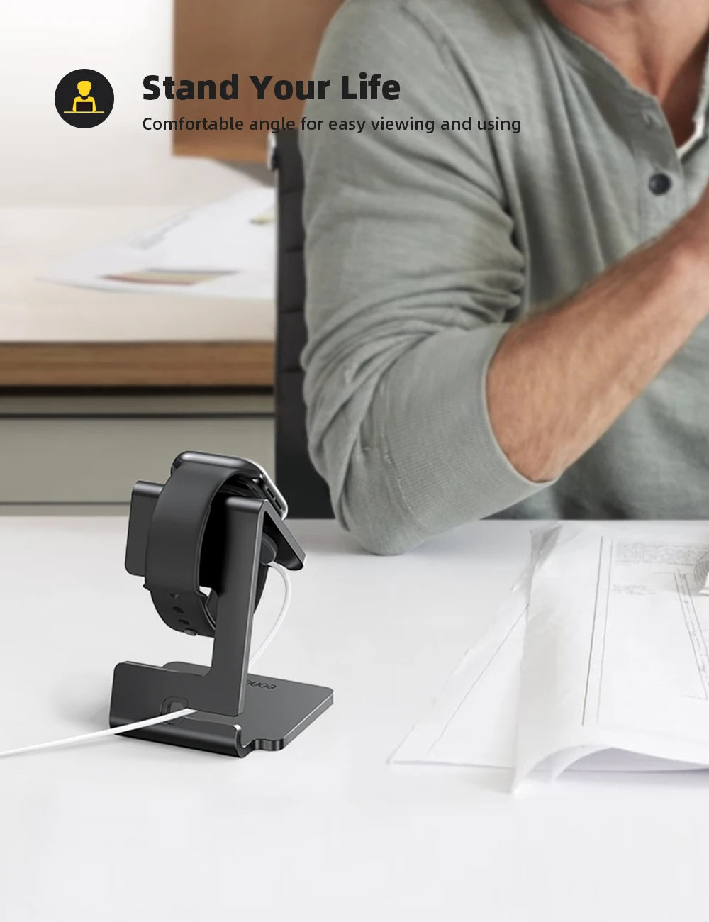 Apple Watch Charging Stand – Ergonomic Nightstand Dock