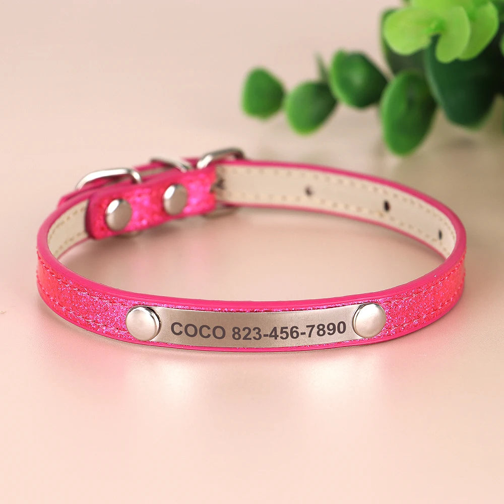 Custom Engraved Cat Collar – Personalized Leather ID Tag