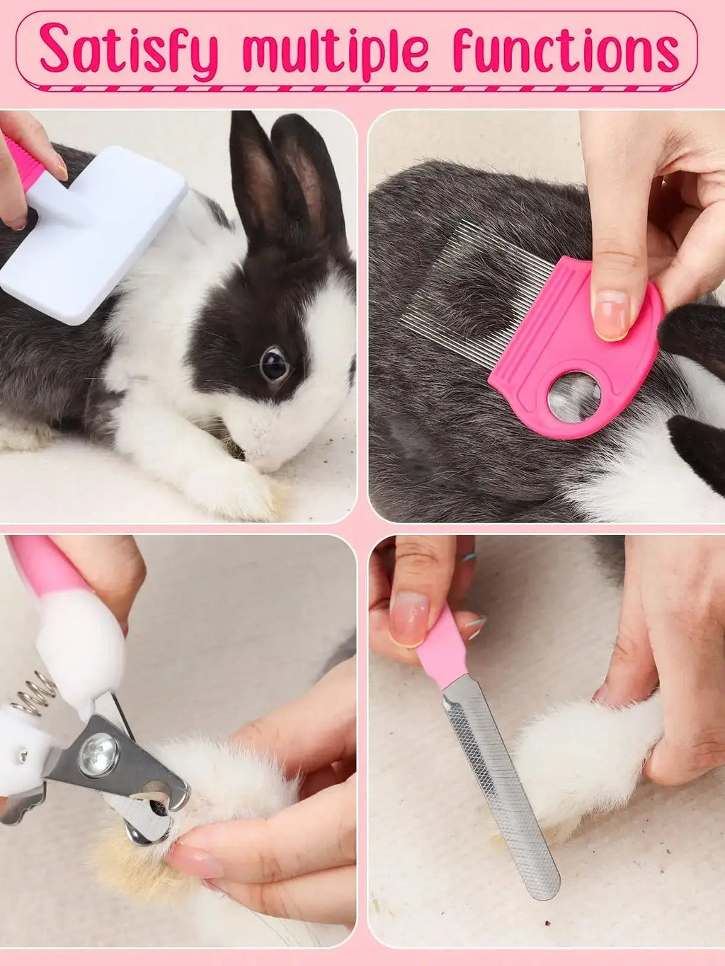 Small Animal Grooming Kit – 8-Piece Pink Set