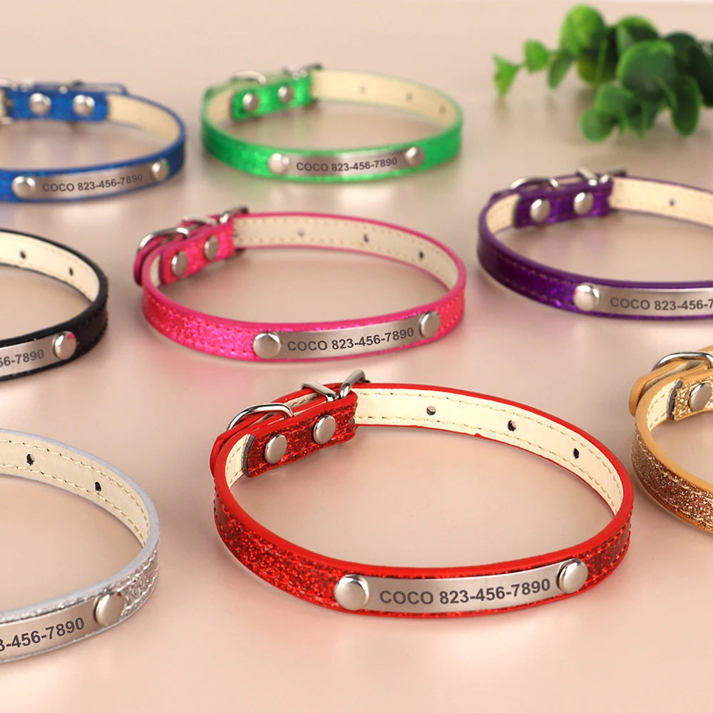 Custom Engraved Cat Collar – Personalized Leather ID Tag