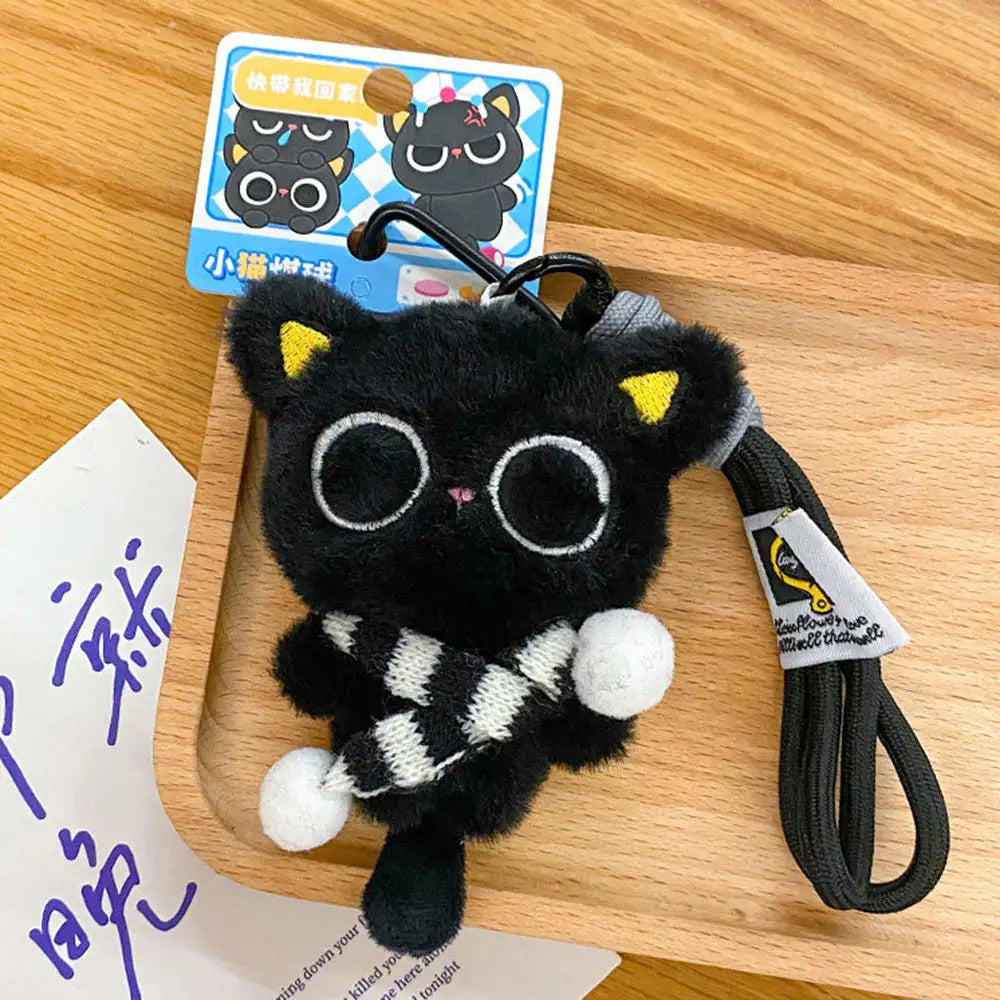 Black Cat Plush Keychain – Cute Kitten Charm Gift