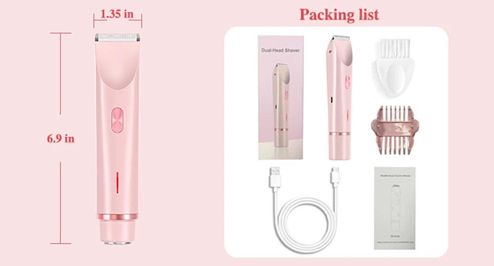 Women's Electric Body Trimmer – Waterproof, Dual Head, Painless Hair Removal