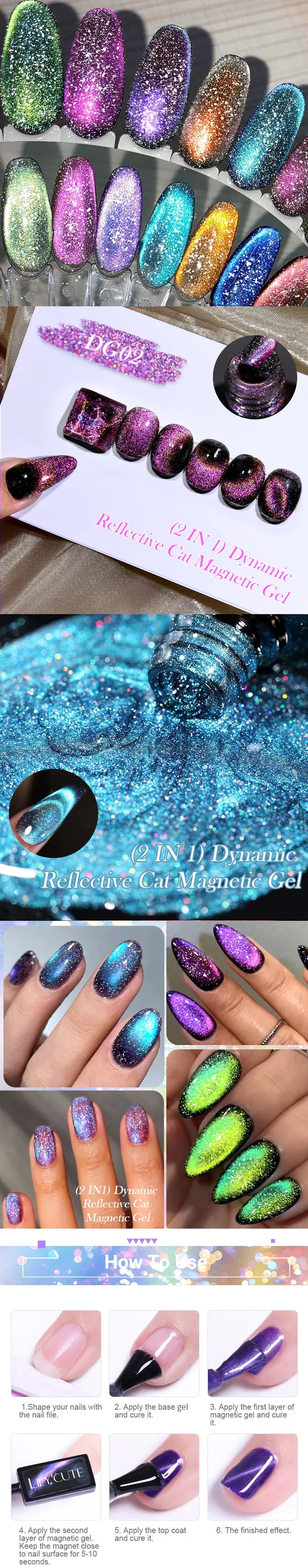Magnetic Glitter Gel Nail Polish – UV/LED Cat Eye Effect