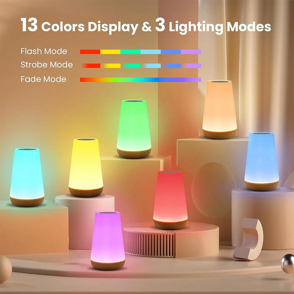 RGB Color-Changing Night Light – Touch & Remote Control, USB Rechargeable
