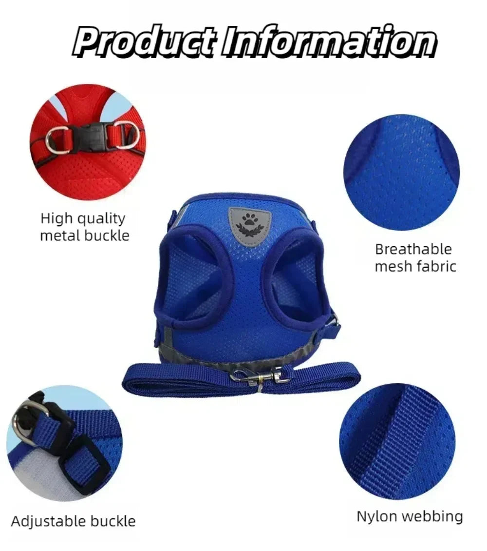 Escape-Proof Cat Harness – Reflective Vest with Leash