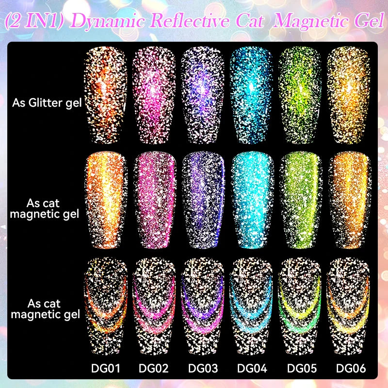 Magnetic Glitter Gel Nail Polish – UV/LED Cat Eye Effect