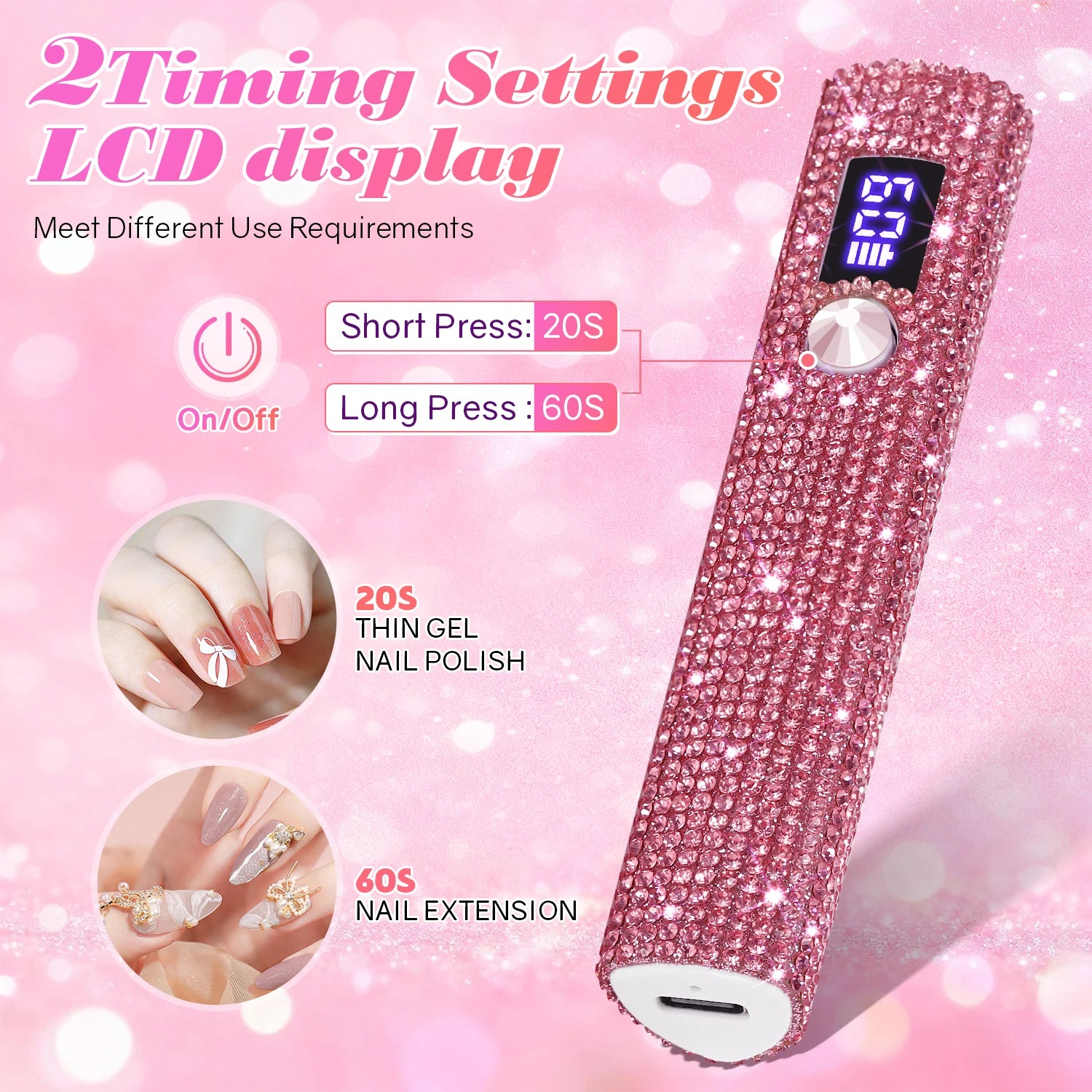Mini UV/LED Nail Lamp – Portable Cordless Gel Nail Dryer with 2 Timer Modes