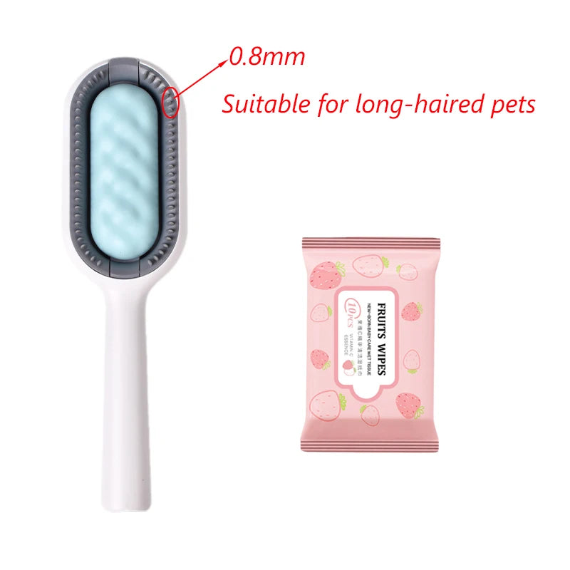 Pet Hair Removal Comb with Wipes – Grooming Brush