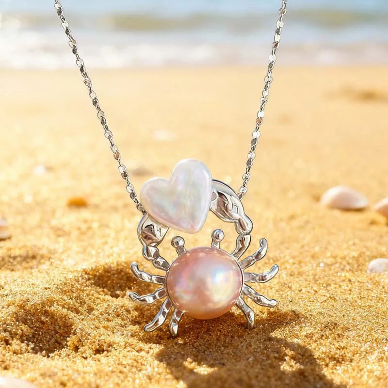 Pearl Crab Pendant Necklace – Elegant Choker for Women