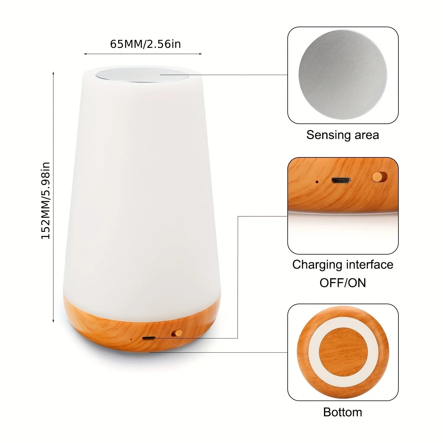 RGB Color-Changing Night Light – Touch & Remote Control, USB Rechargeable