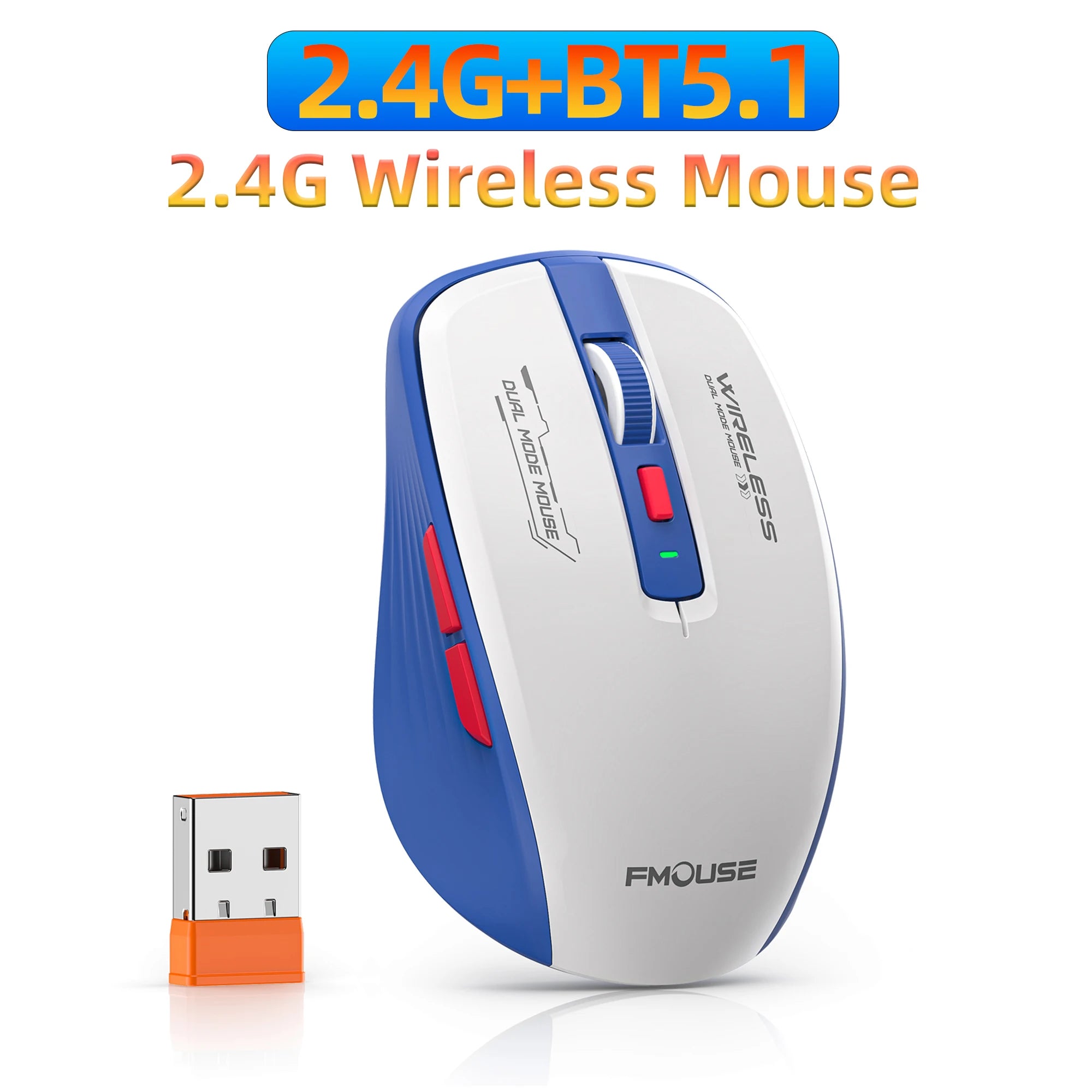 Dual-Mode Wireless Mouse – Bluetooth 5.1 + 2.4G, Silent