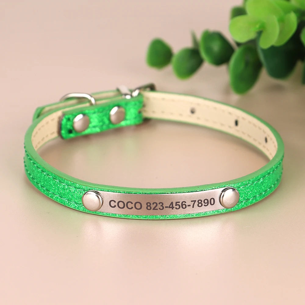 Custom Engraved Cat Collar – Personalized Leather ID Tag