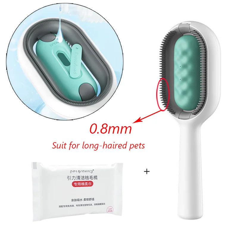 Pet Hair Removal Comb with Wipes – Grooming Brush
