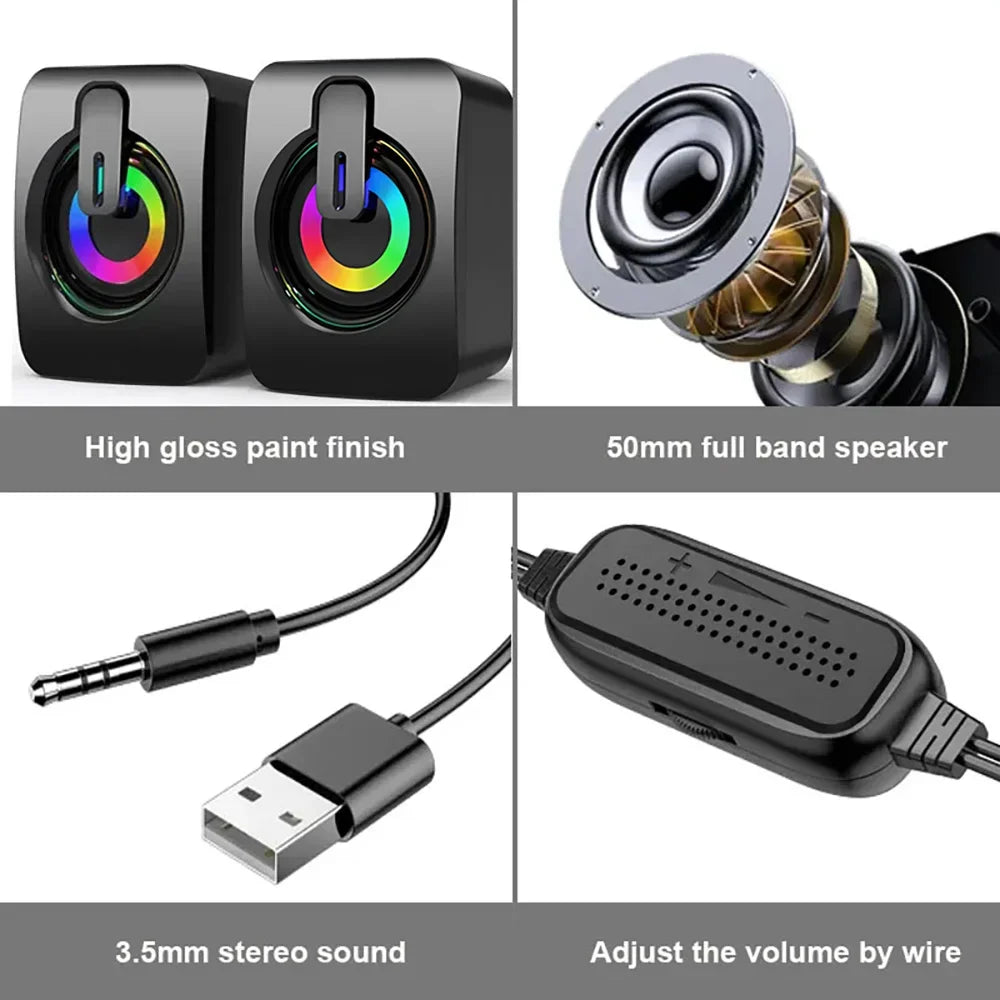 USB Desktop Speaker with Microphone – Wired Stereo