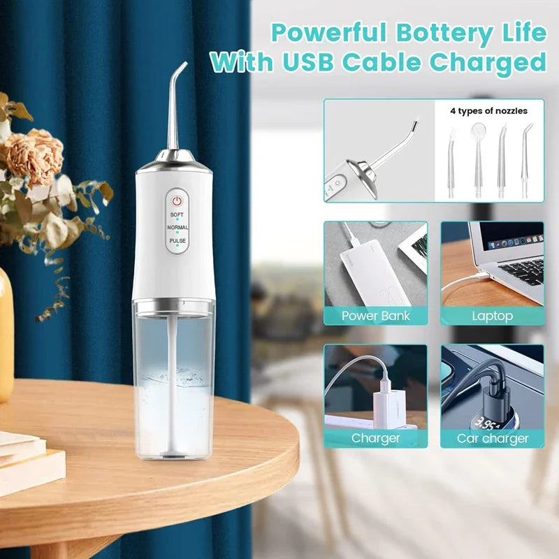 Cordless Water Flosser – 3 Modes, 220ml Tank, Rechargeable Oral Irrigator
