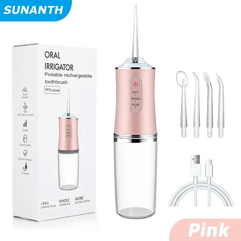 Cordless Water Flosser – 3 Modes, 220ml Tank, Rechargeable Oral Irrigator