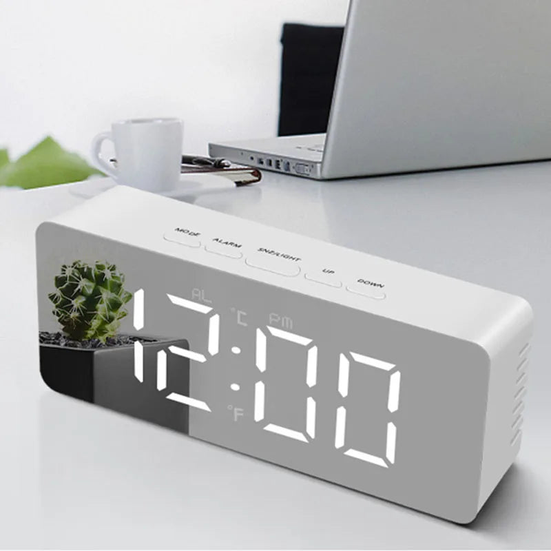 LED Digital Alarm Clock – Temperature Display for Bedroom