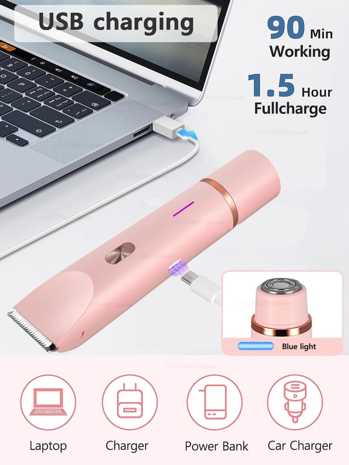 Women's Electric Body Trimmer – Waterproof, Dual Head, Painless Hair Removal