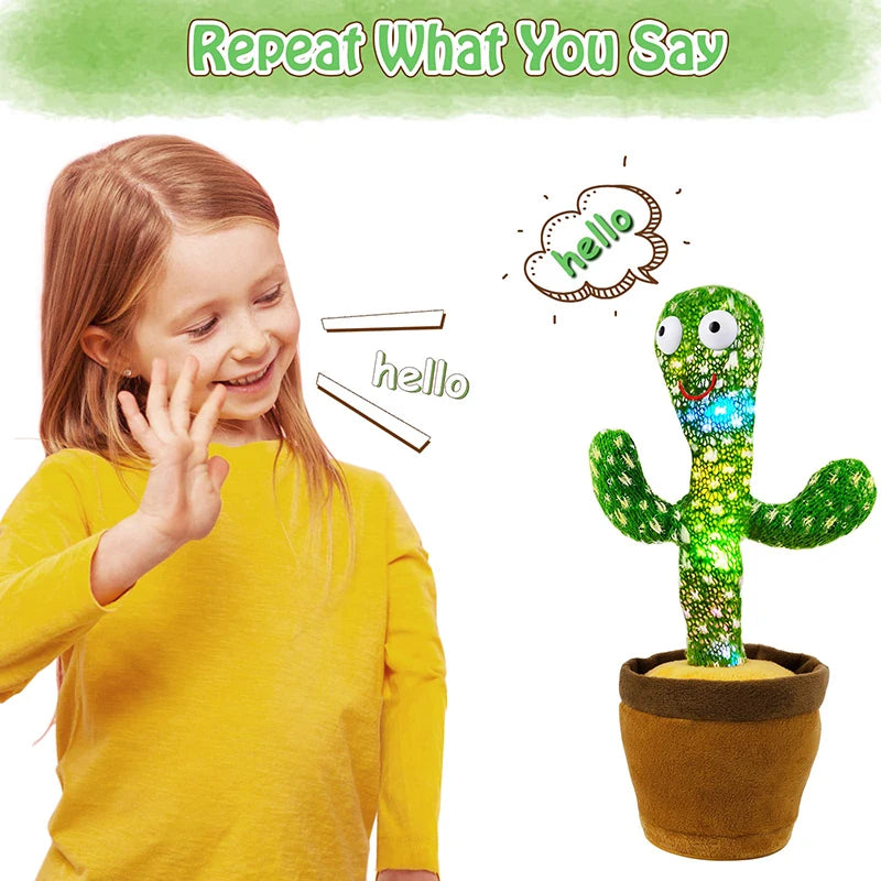 Dancing Cactus Plush Toy – 120 Songs, Voice Repeat & Built-In Speaker