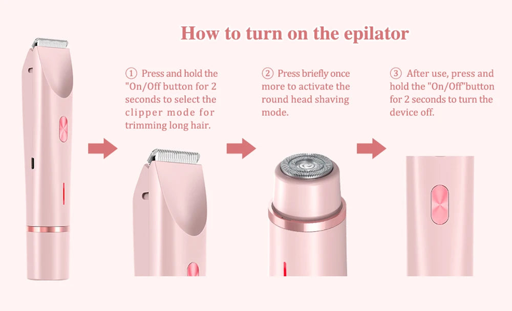 Women's Electric Body Trimmer – Waterproof, Dual Head, Painless Hair Removal