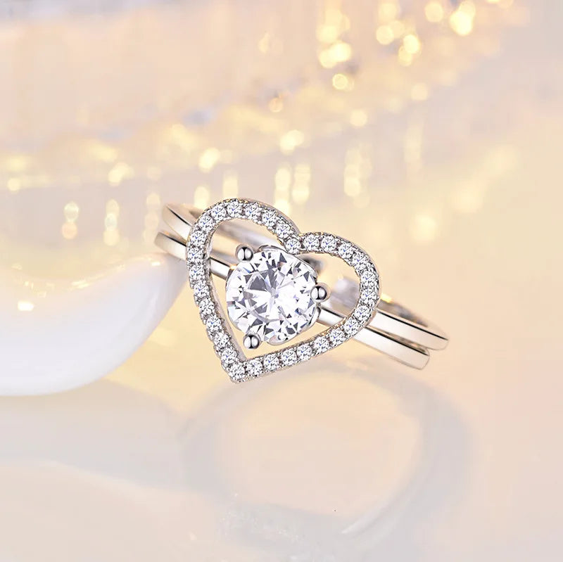 Sterling Silver Heart Ring – AAA Zircon, Women’s