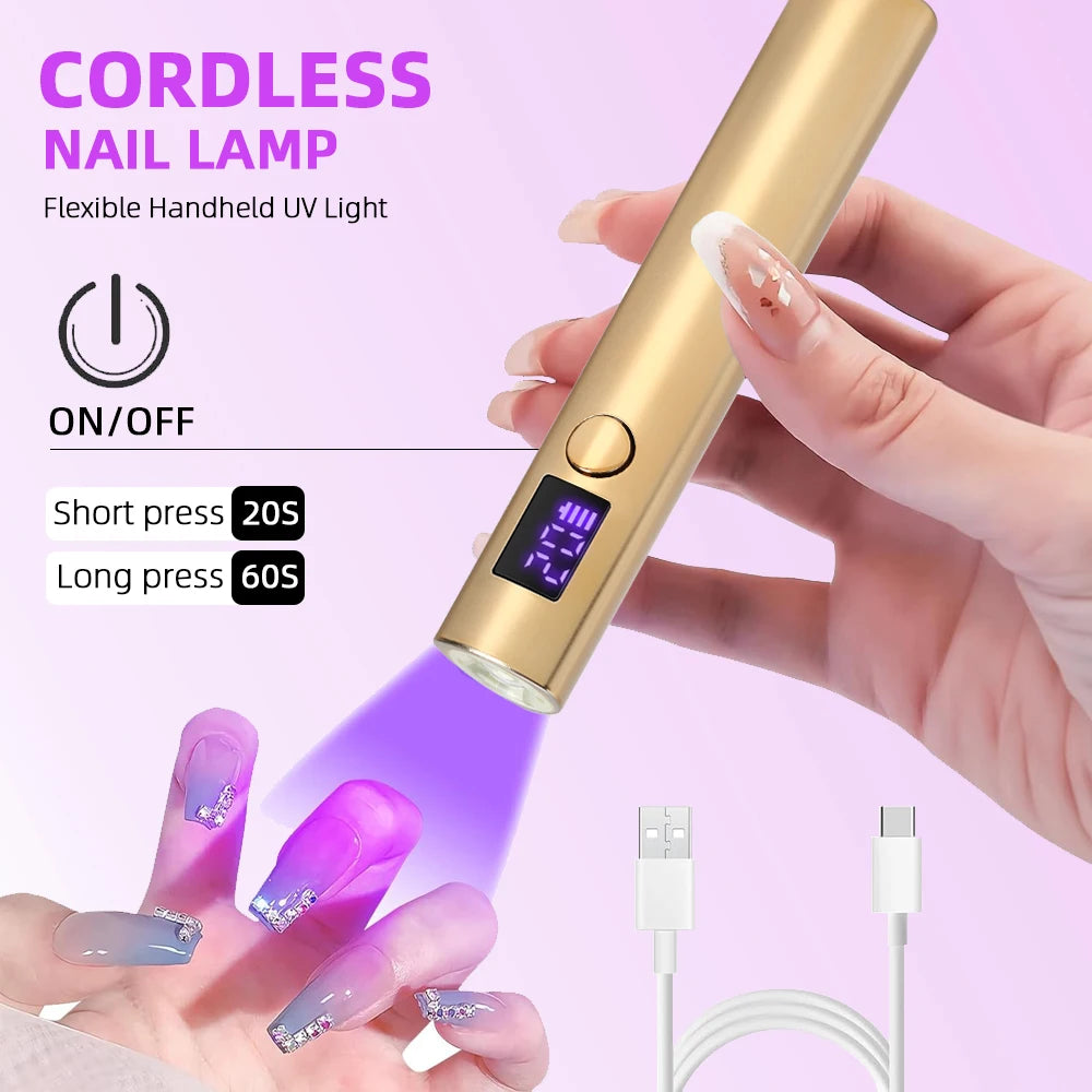 Mini UV/LED Nail Lamp – Portable Cordless Gel Nail Dryer with 2 Timer Modes