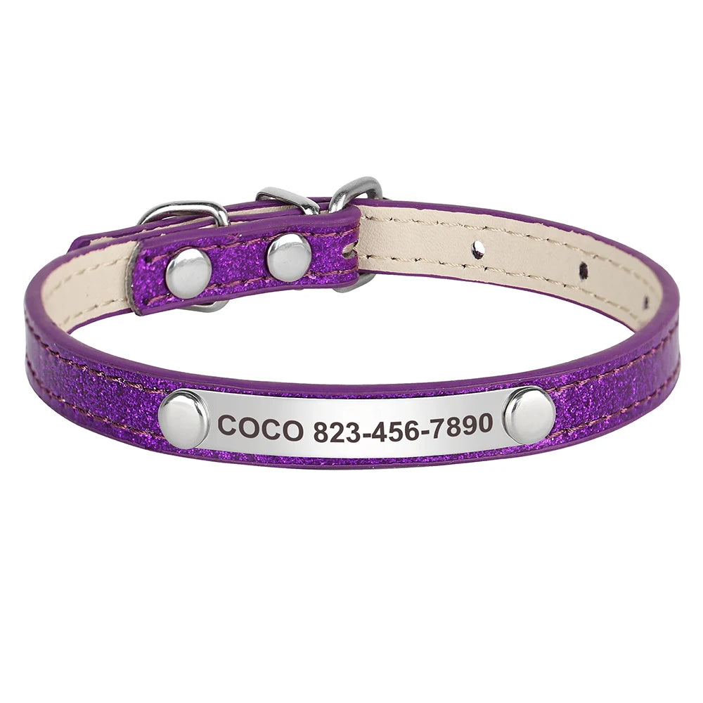 Custom Engraved Cat Collar – Personalized Leather ID Tag