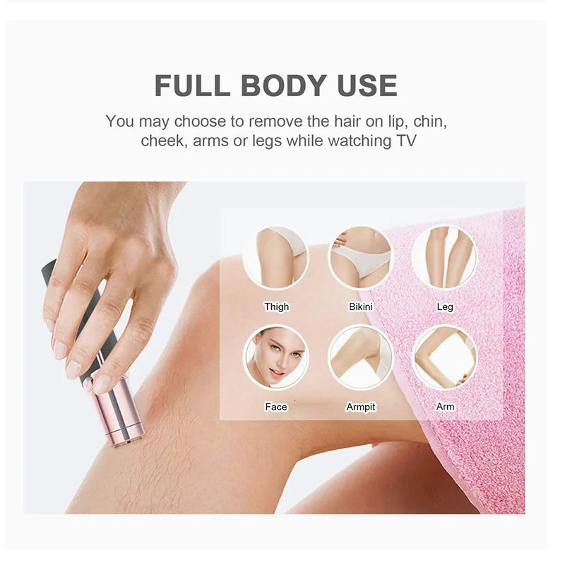 Painless Electric Facial Hair Remover – Eyebrow, Lip & Bikini Trimmer for Women