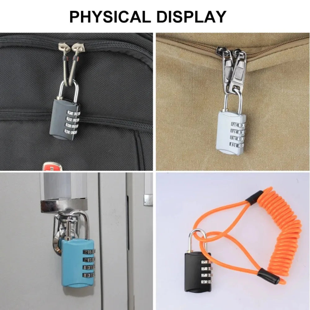 4-Dial Combination Padlock – Resettable Travel Security Lock