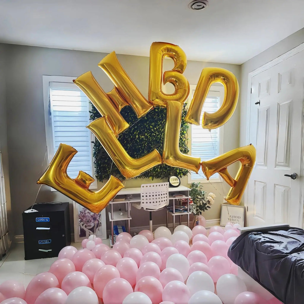 Large Gold Foil Letter Balloons – A-Z Party Decoration