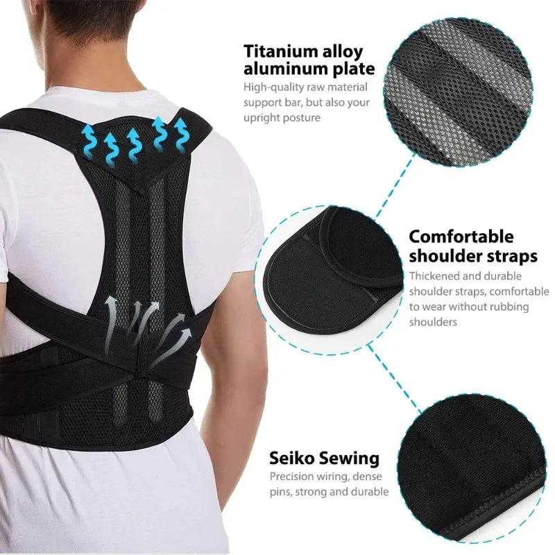 Posture Corrector Back Brace — Adjustable Lumbar Support