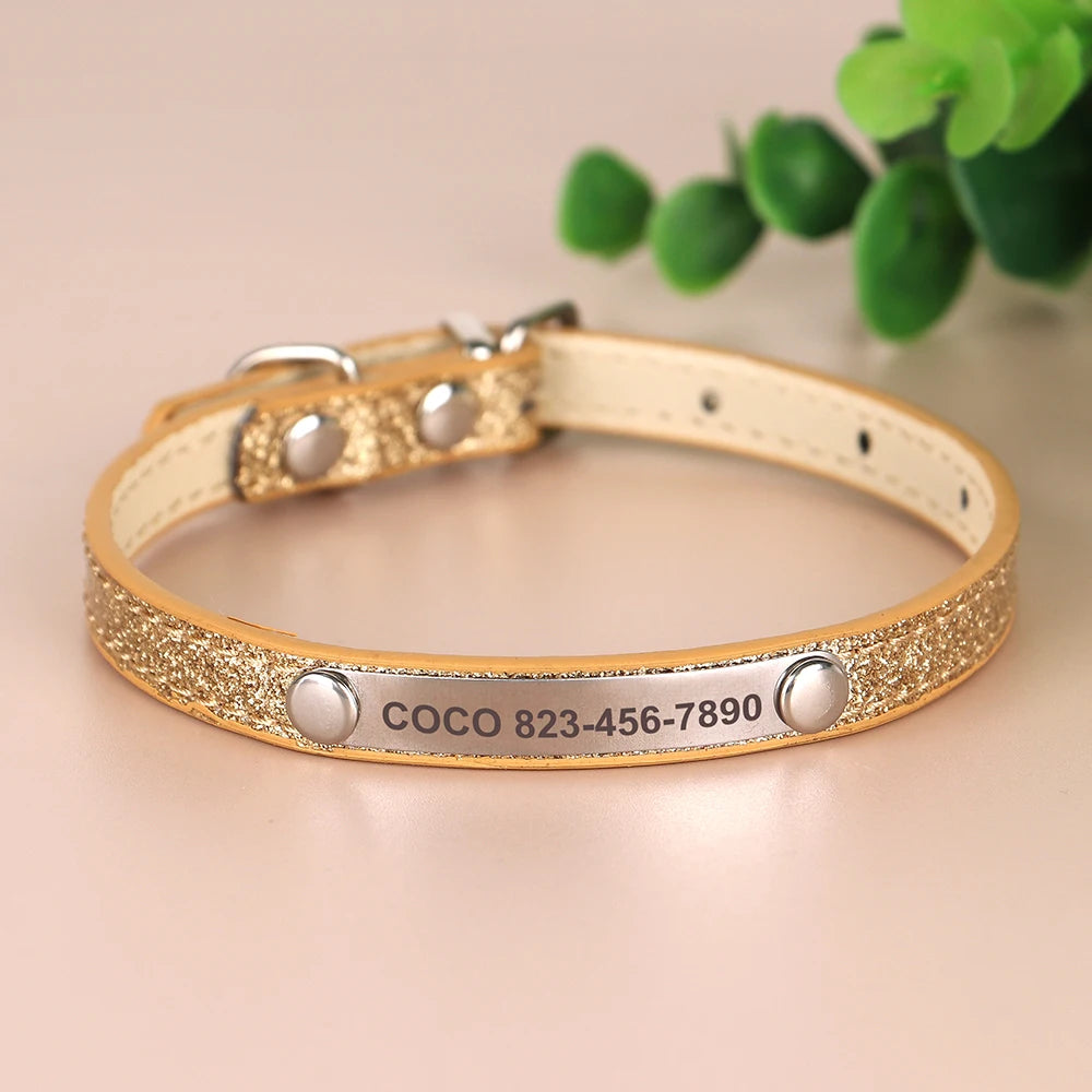 Custom Engraved Cat Collar – Personalized Leather ID Tag