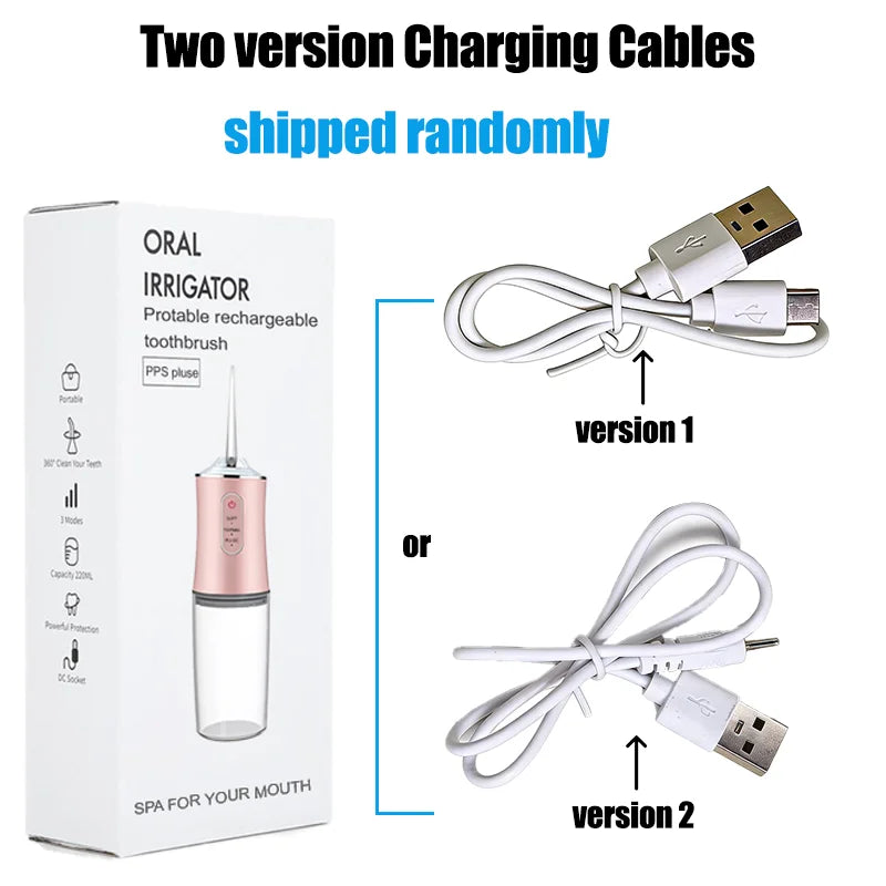 Cordless Water Flosser – 3 Modes, 220ml Tank, Rechargeable Oral Irrigator
