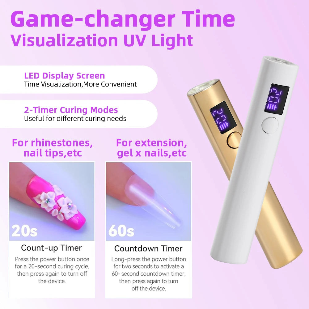 Mini UV/LED Nail Lamp – Portable Cordless Gel Nail Dryer with 2 Timer Modes