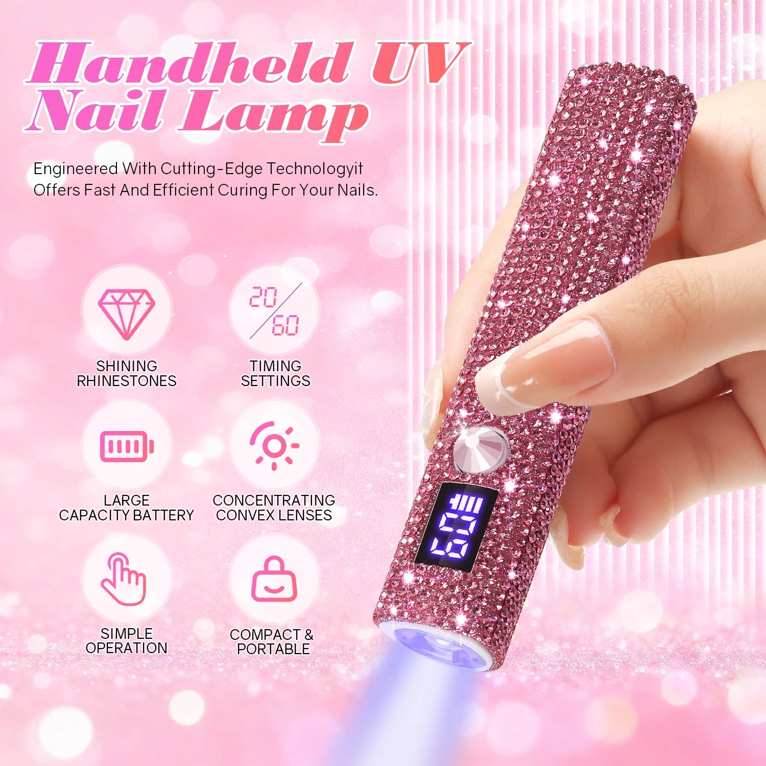 Mini UV/LED Nail Lamp – Portable Cordless Gel Nail Dryer with 2 Timer Modes