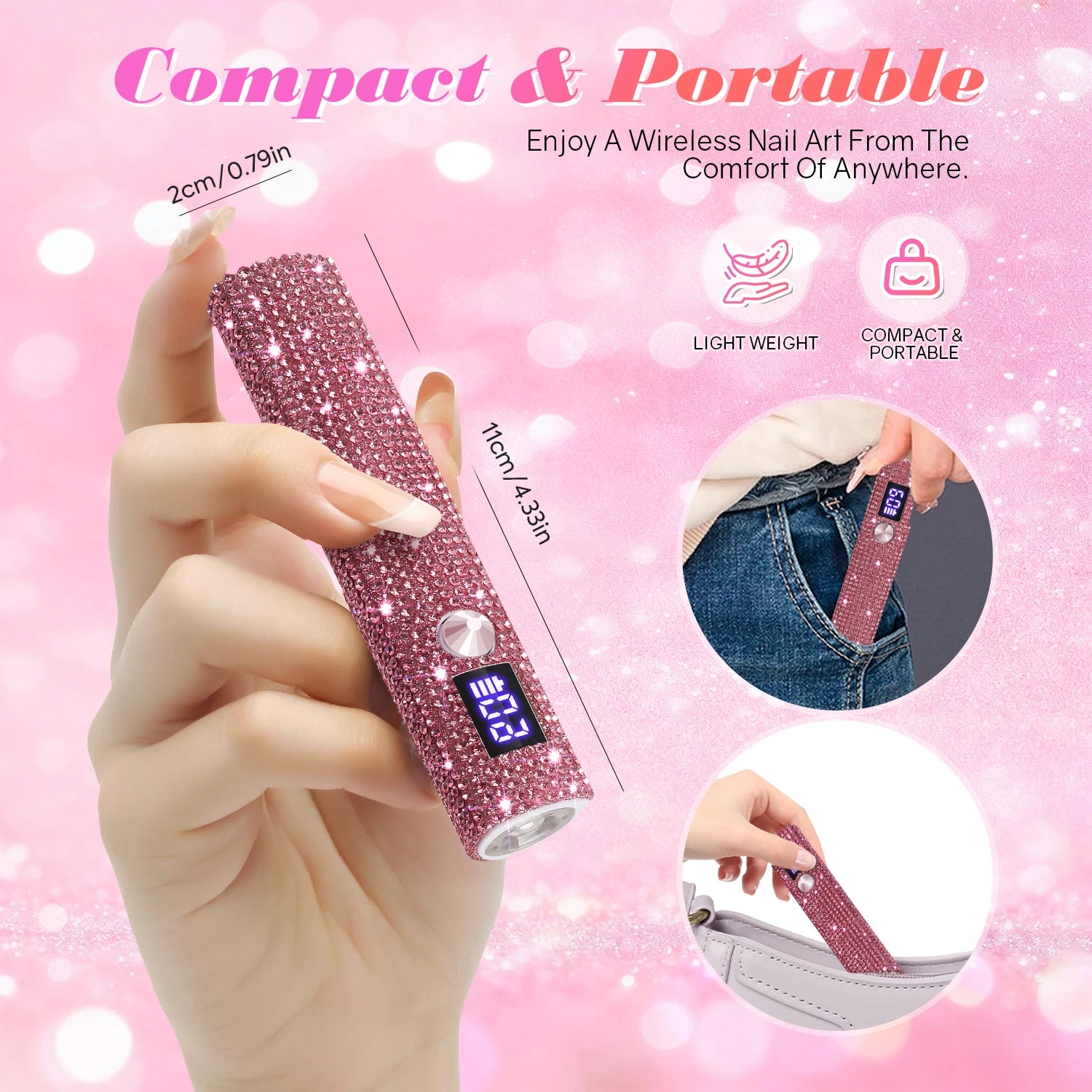 Mini UV/LED Nail Lamp – Portable Cordless Gel Nail Dryer with 2 Timer Modes