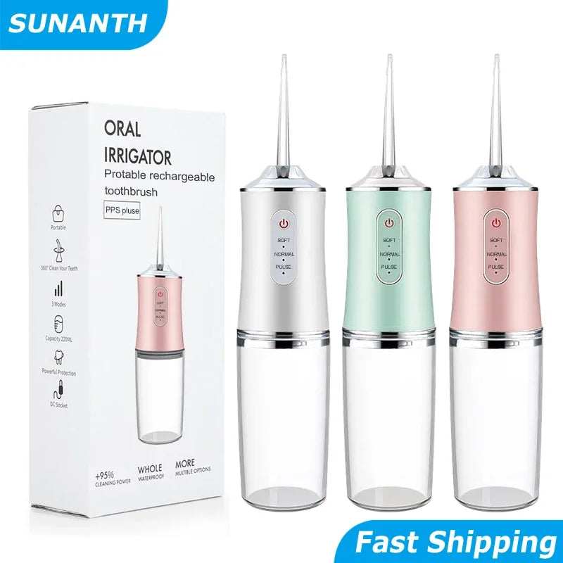 Cordless Water Flosser – 3 Modes, 220ml Tank, Rechargeable Oral Irrigator