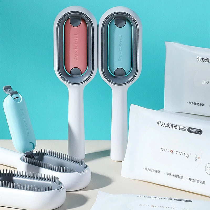 Pet Hair Removal Comb with Wipes – Grooming Brush