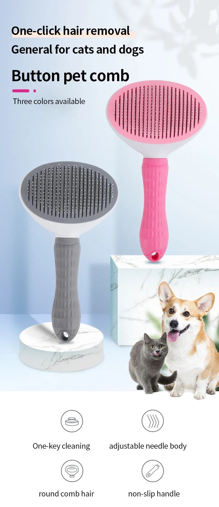Stainless Steel Pet Grooming Comb – Long Hair Cat & Dog