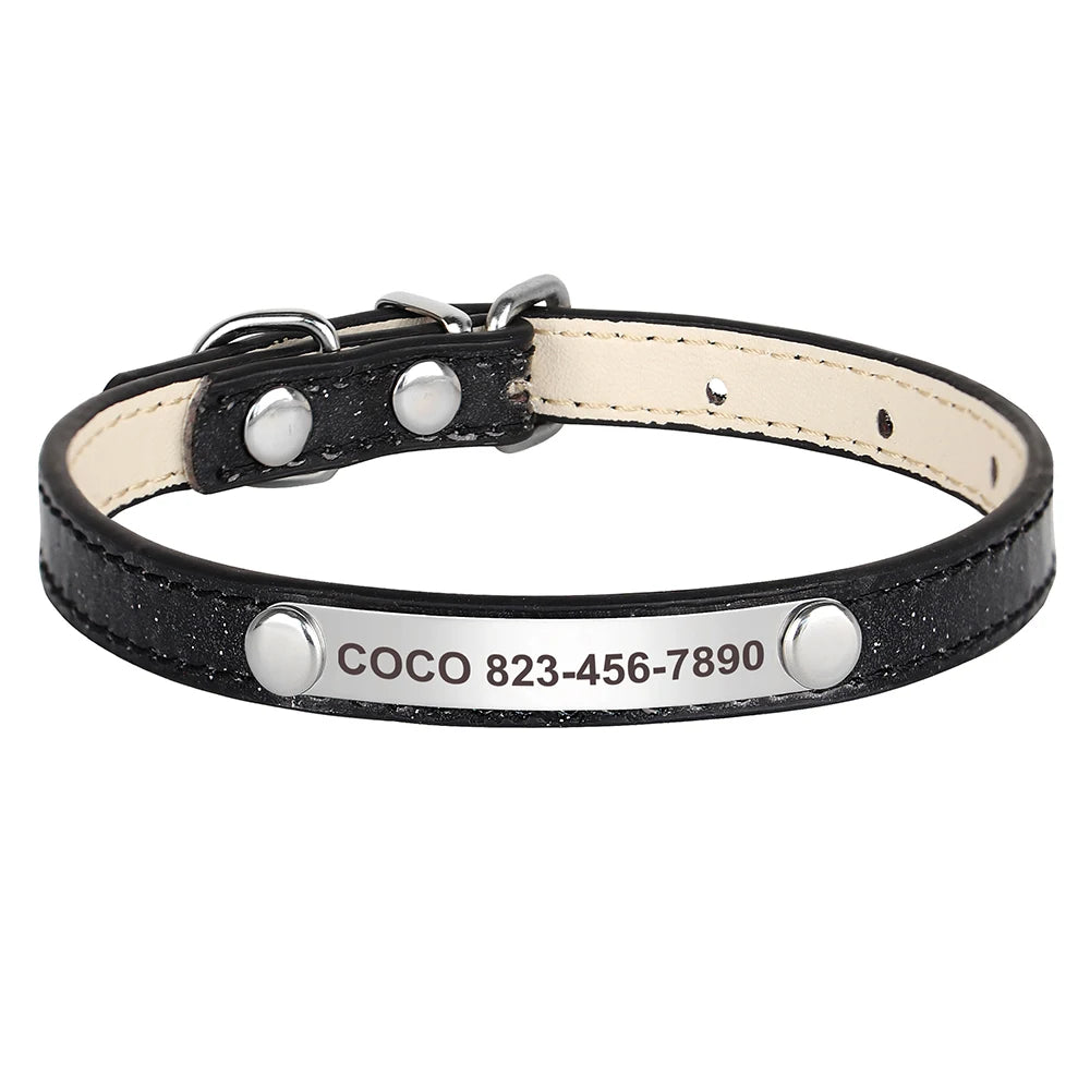 Custom Engraved Cat Collar – Personalized Leather ID Tag