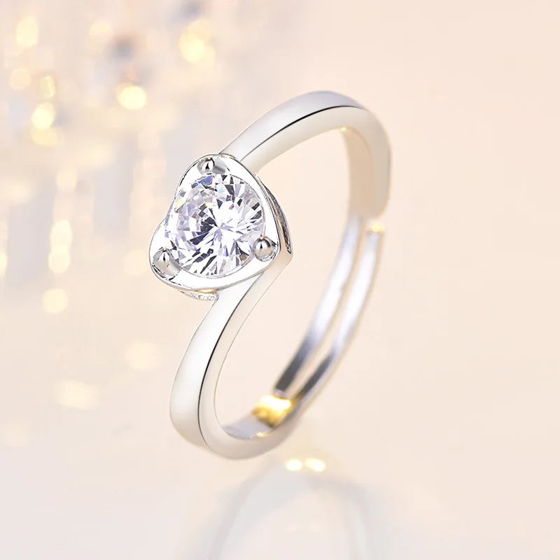 Sterling Silver Heart Ring – AAA Zircon, Women’s
