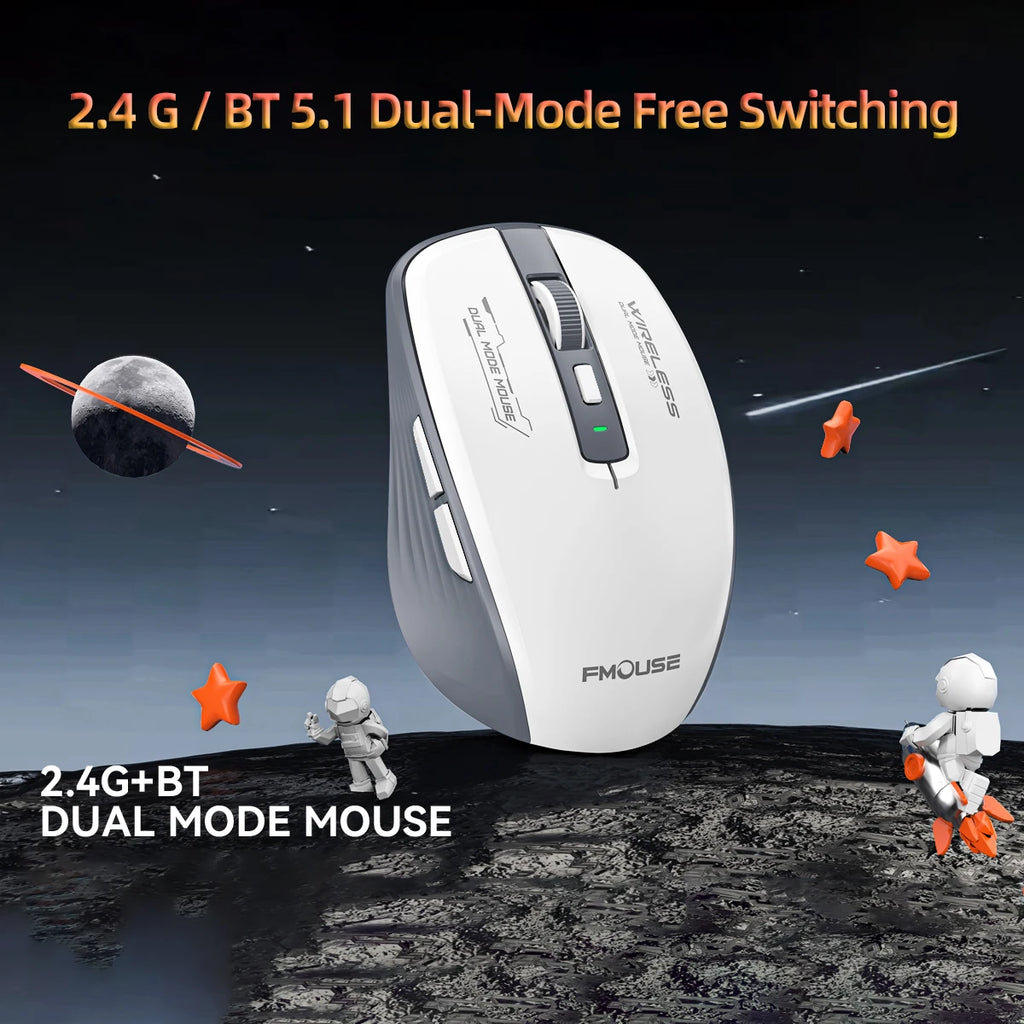 Dual-Mode Wireless Mouse – Bluetooth 5.1 + 2.4G, Silent