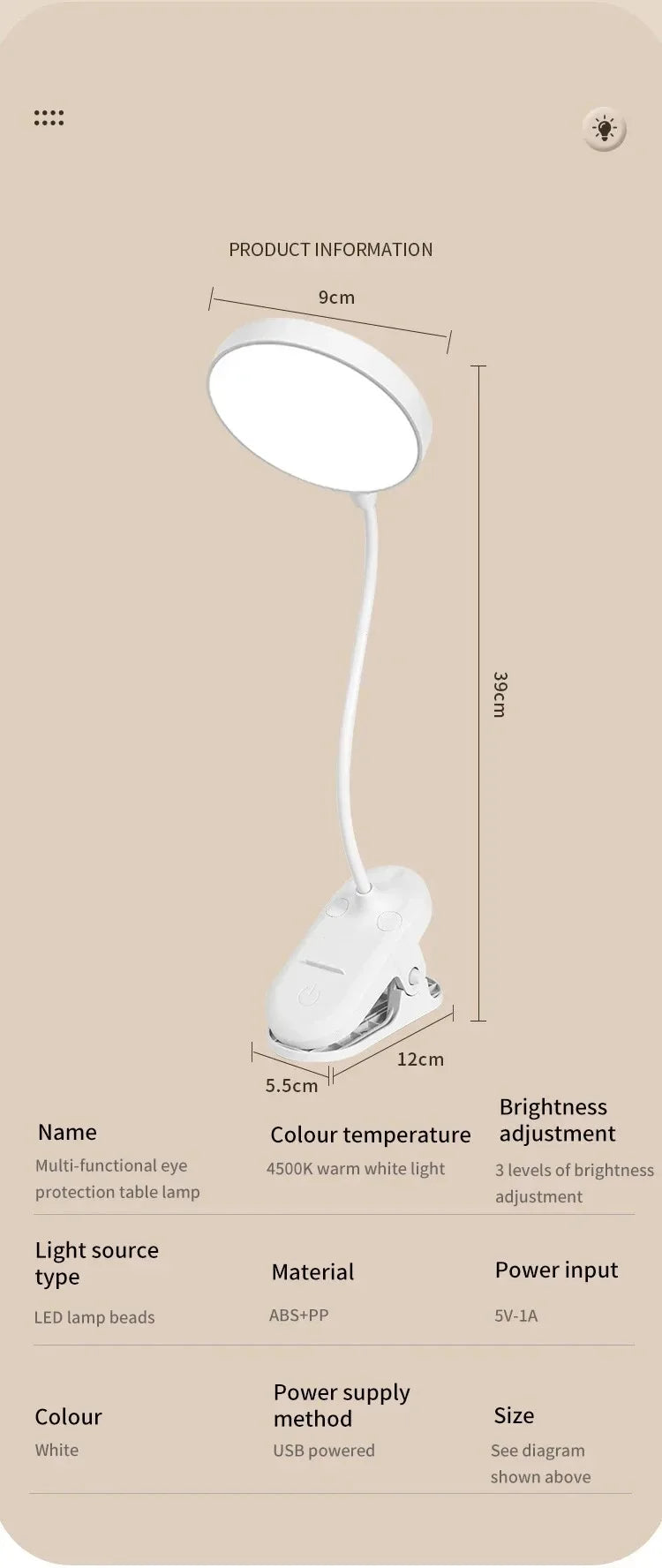 LED Clamp Desk Lamp – USB Rechargeable, 3 Lighting Modes, Flexible Neck