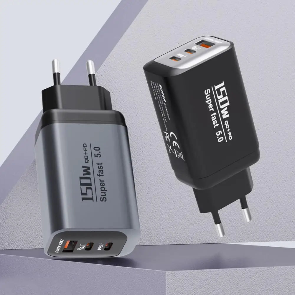 150W 3-Port USB-C Wall Charger – QC3.0, EU/US/UK Plug