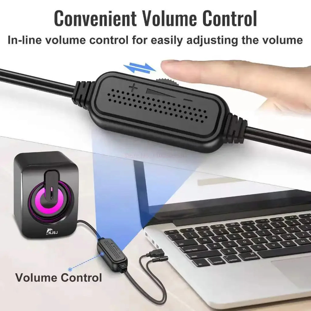USB Desktop Speaker with Microphone – Wired Stereo
