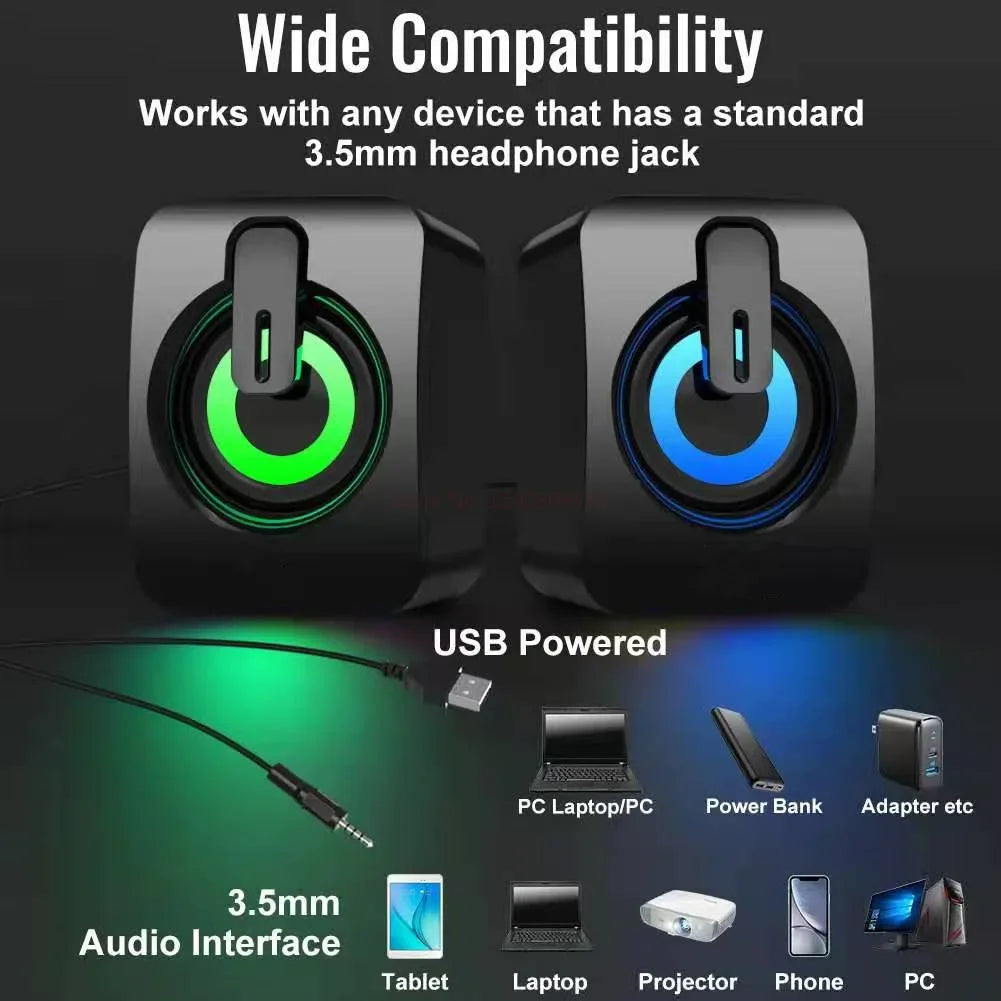 USB Desktop Speaker with Microphone – Wired Stereo