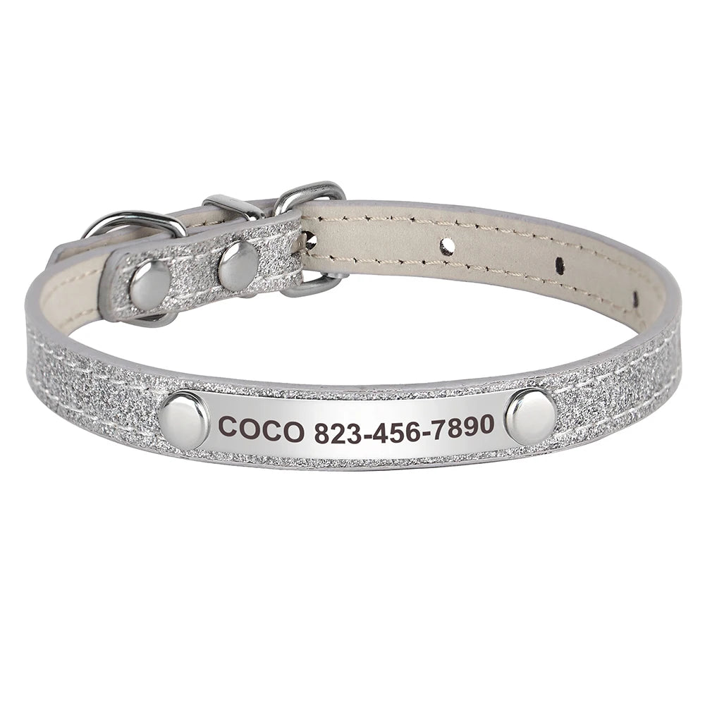Custom Engraved Cat Collar – Personalized Leather ID Tag